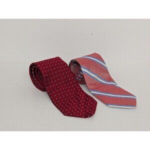 Brooks Brothers 346 Tie Lot Mens Red Striped & Burgundy Silk Ties Set of 2
